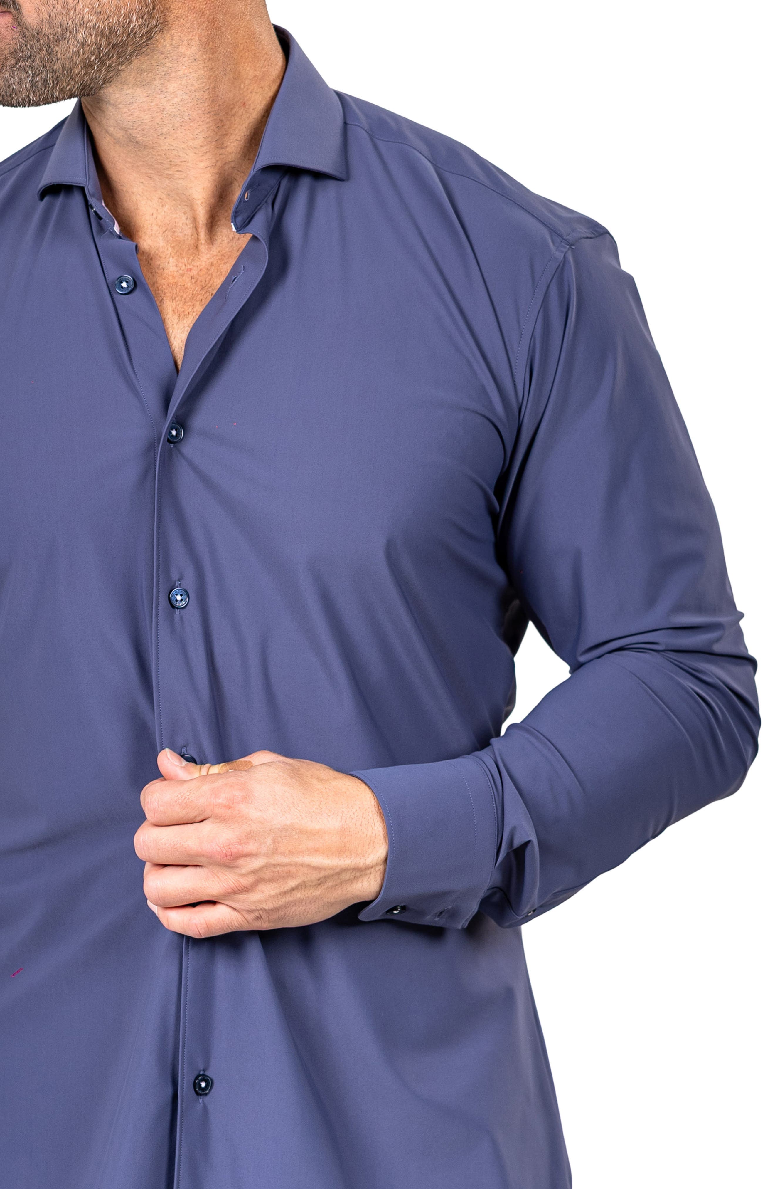 Eins Shaped Fit Marthy3011 Blue Knit Button-Up Shirt - image 2