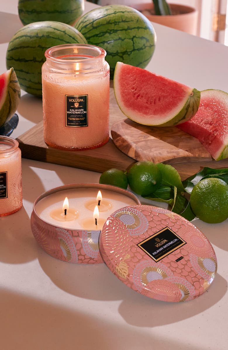 Voluspa Kalahari Watermelon 3-Wick Tin Candle, Alternate, color, Watermelon