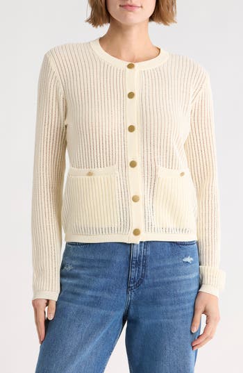 Rag & Bone Vivi Open Stitch Cardigan In Gray