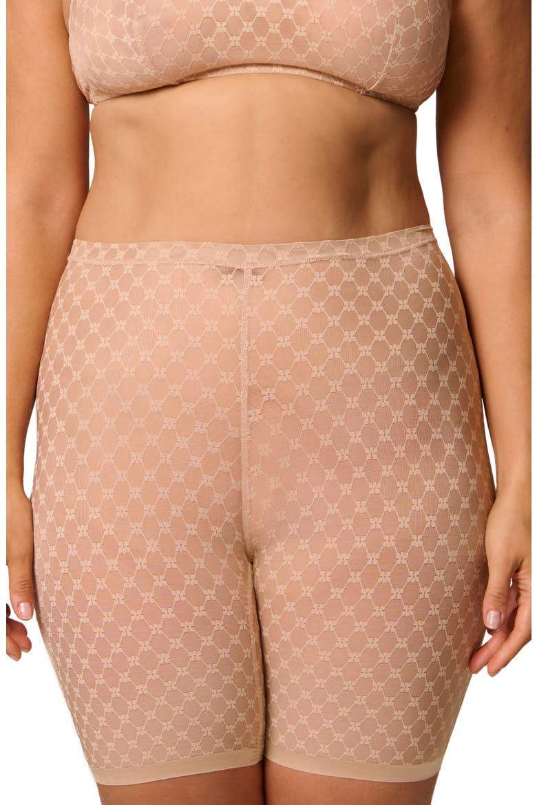 Plume Uplifting Embroidered Shaping Shorts, Alternate, color, PEAU ROSE