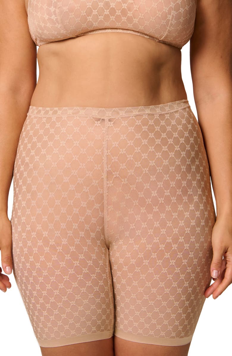 Simone Perele Plume Uplifting Embroidered Shaping Shorts, Alternate, color, Peau Rose