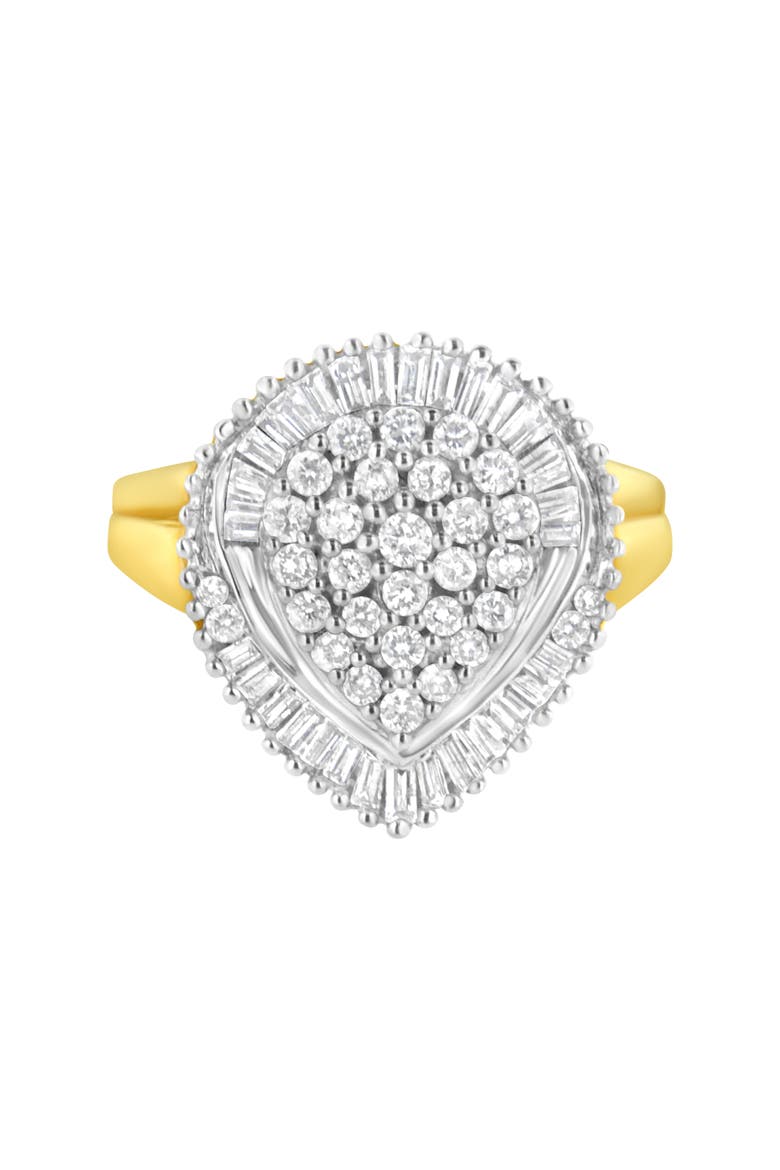 10K Yellow Gold 1.0 Cttw Diamond Oval Shaped Cluster Ring, Main, color, Yellow Gold