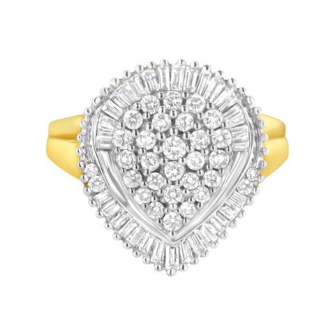 10K Yellow Gold 1.0 Cttw Diamond Oval Shaped Cluster Ring