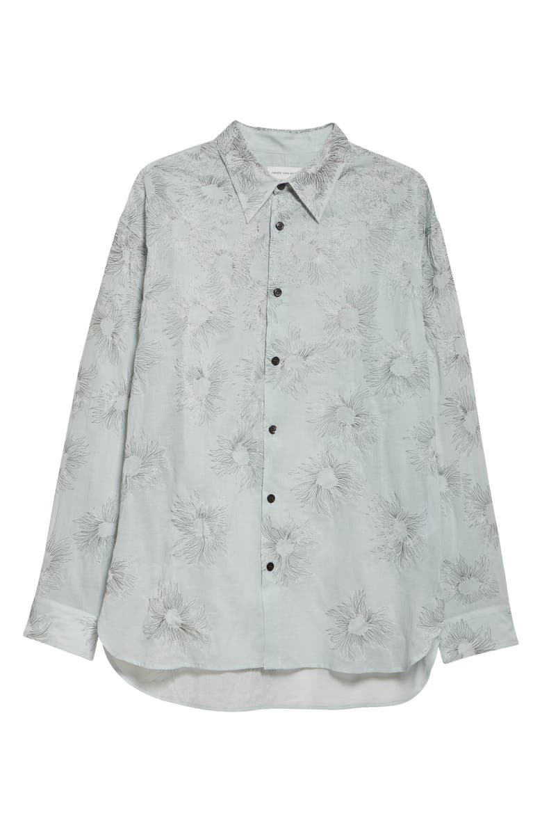 Dries Van Noten Croom Floral Embroidered Button-Up Shirt, Alternate, color,