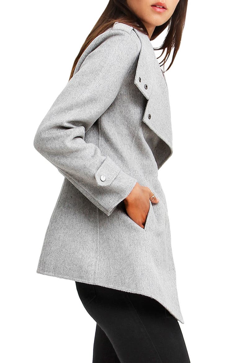 Bad Girl Wool Blend Moto Coat, Alternate, color, GREY MARL