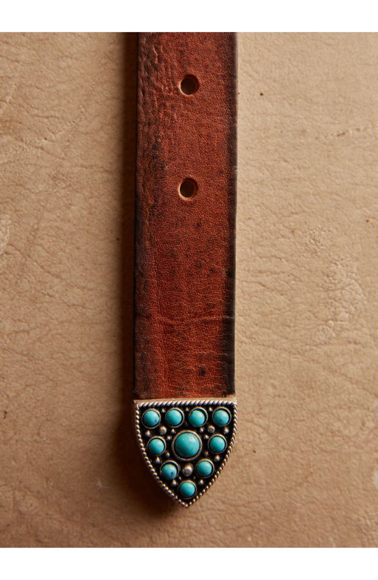 Fortela Thelma Leather Belt with Turquoise Studs, Alternate, color, Kai