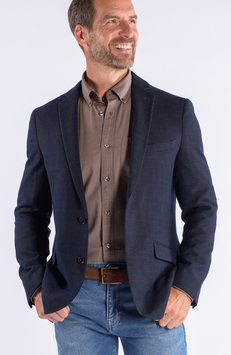 SAVILE ROW CO Windowpane Knit Sport Coat, Alternate, color, Navy