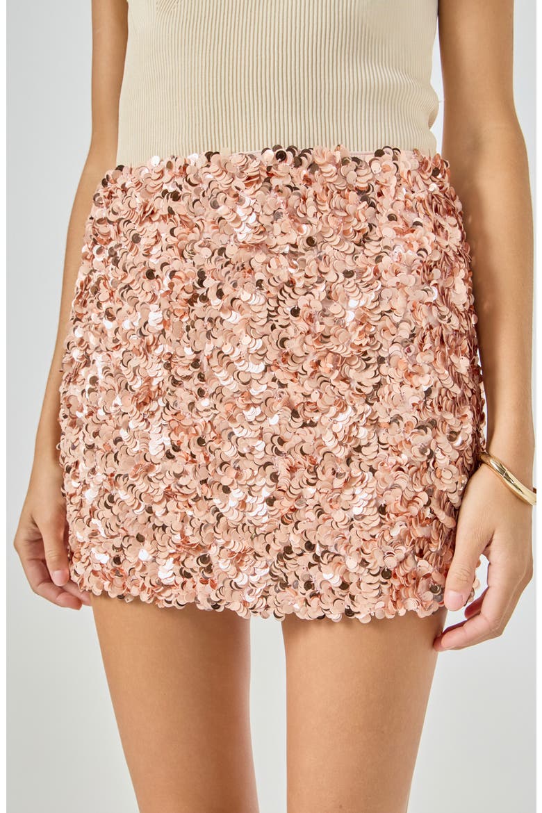 Sequin A-Line Miniskirt, Alternate, color, CORAL
