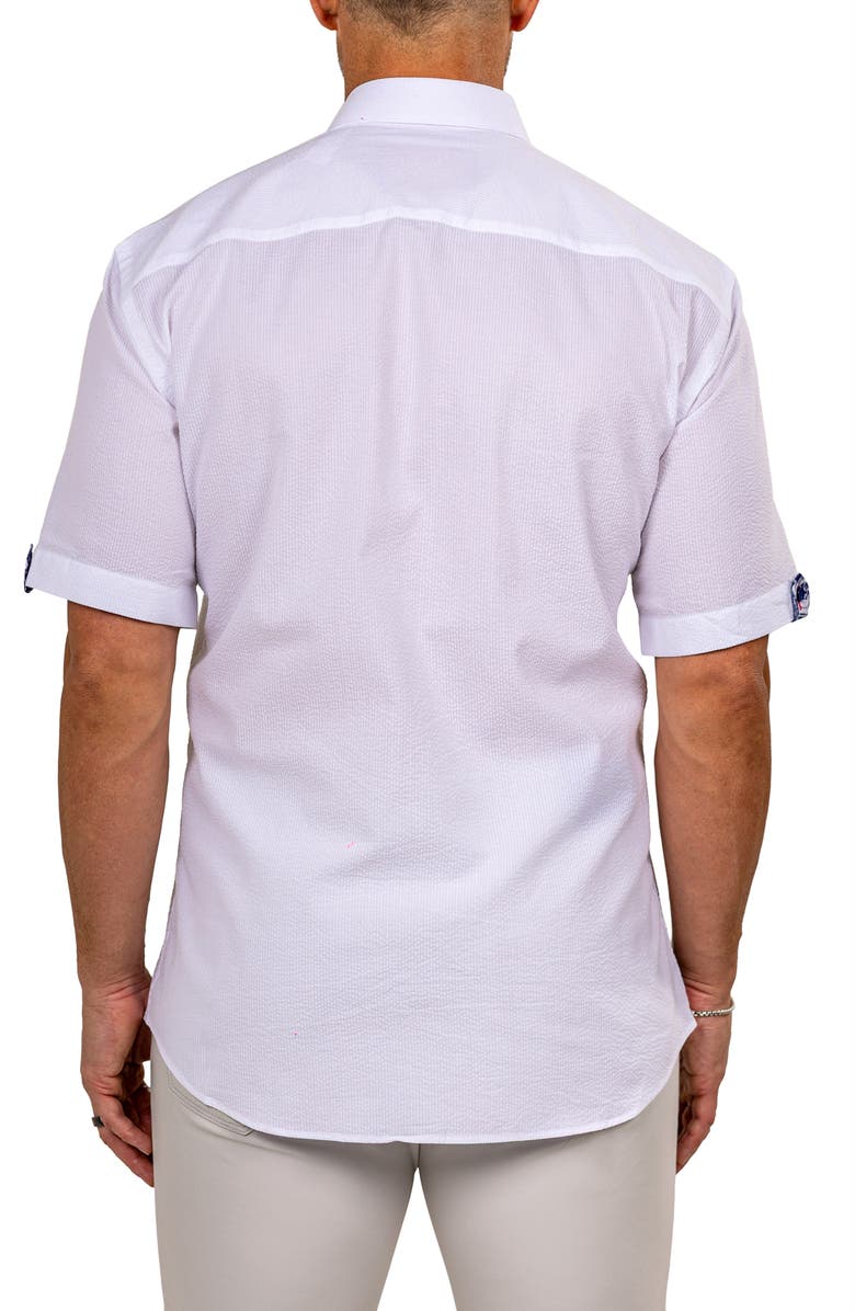 Maceoo Galileo Marty Short Sleeve Cotton Button-Up Shirt, Alternate, color, White
