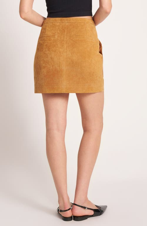 Matty M . Button Front Suede Skirt In Brown