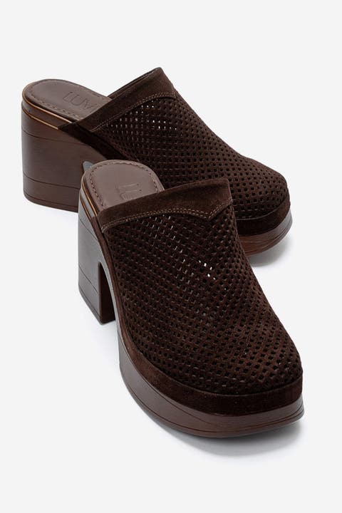 Dejas Leather Platform Block Heel Sandal