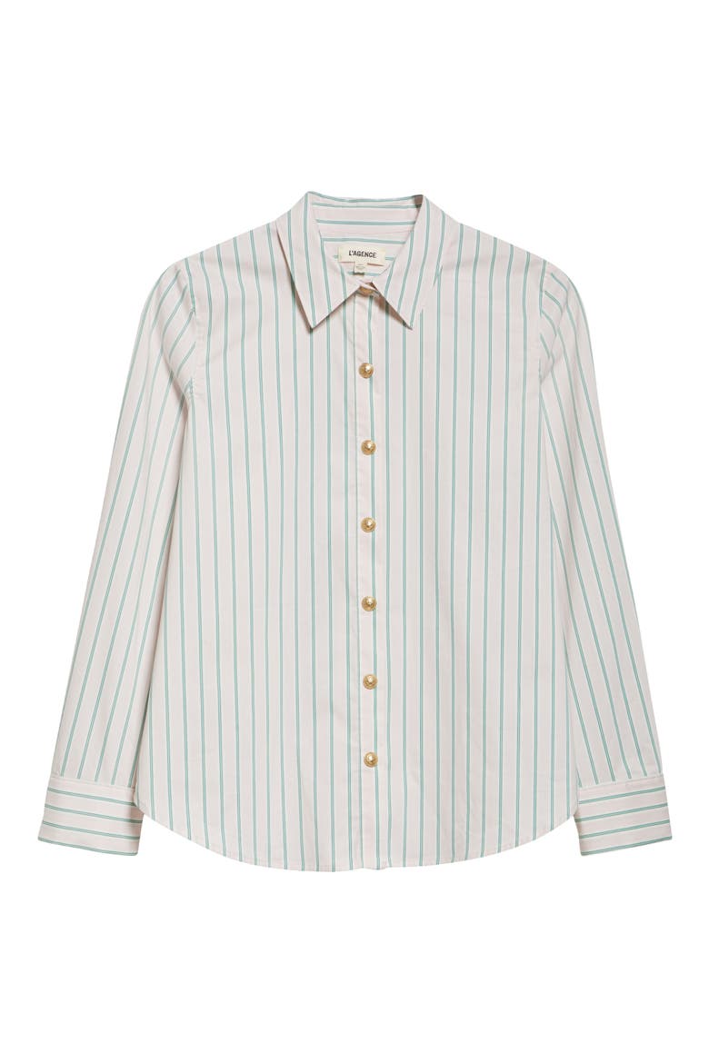 Ellery Stripe Cotton Blend Button-Up Shirt, Alternate, color, BABY PINK