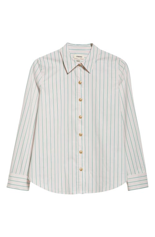 L Agence L'agence Ellery Stripe Cotton Blend Button-up Shirt In Pink