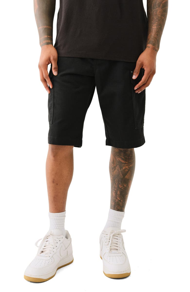 True Religion Logo Belt Cargo Shorts, Main, color,