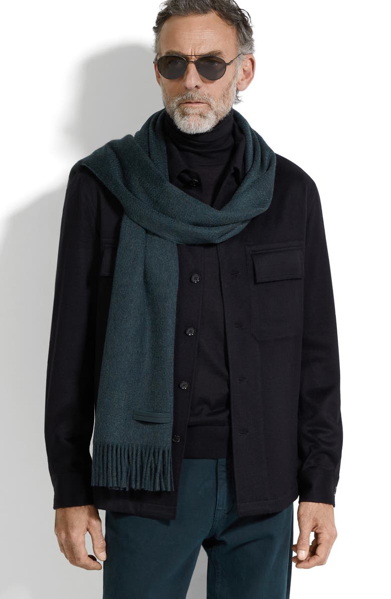 ZEGNA Oasi Cashmere Scarf, Main, color, Dark Green