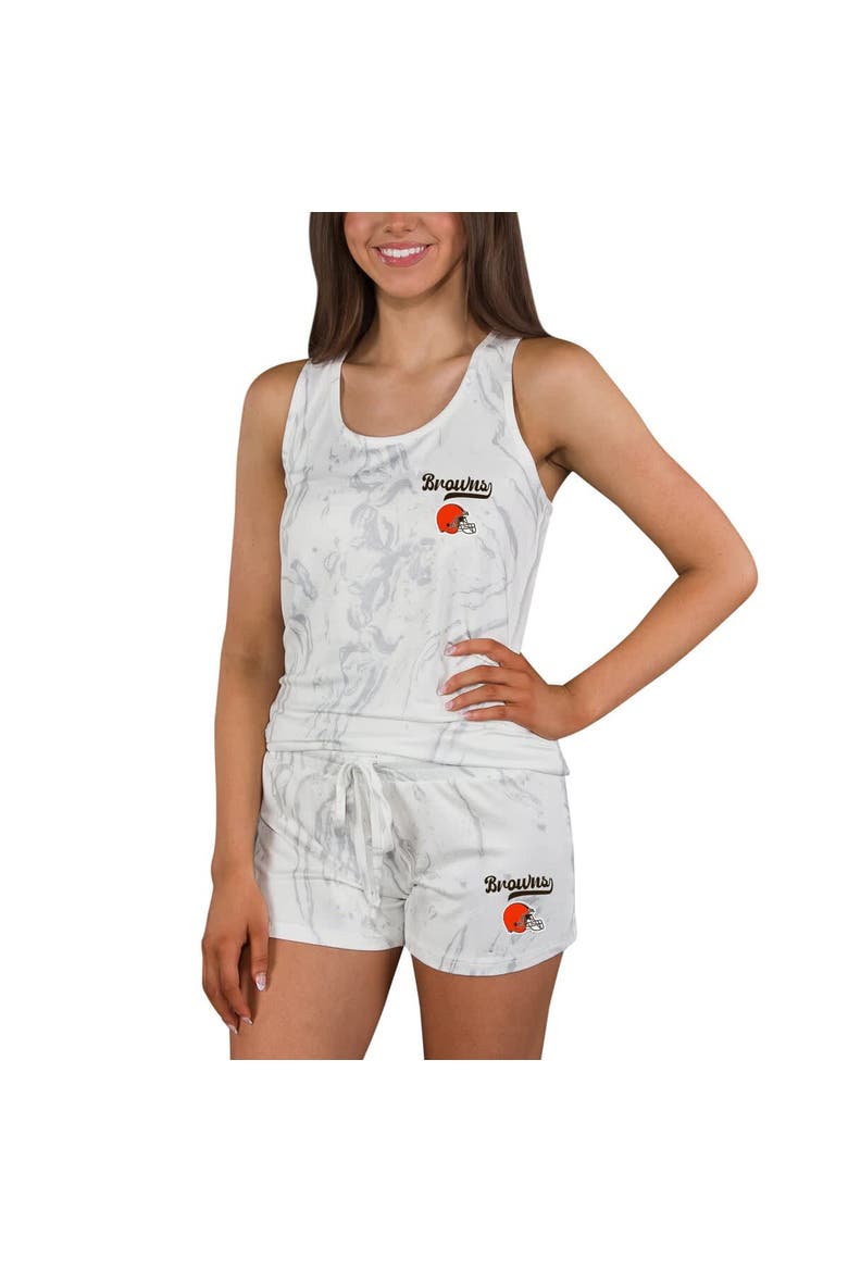 Women's Concepts Sport Cleveland Browns Quartz Hacci Knit Tank Top & Shorts Sleep Set, Alternate, color, White