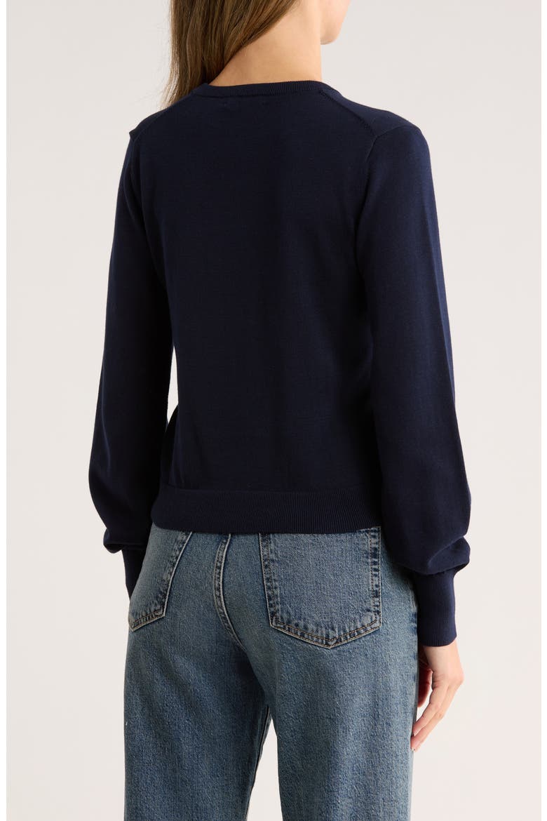 Cotton Crewneck Cardigan, Alternate, color, MIDNIGHT NAVY