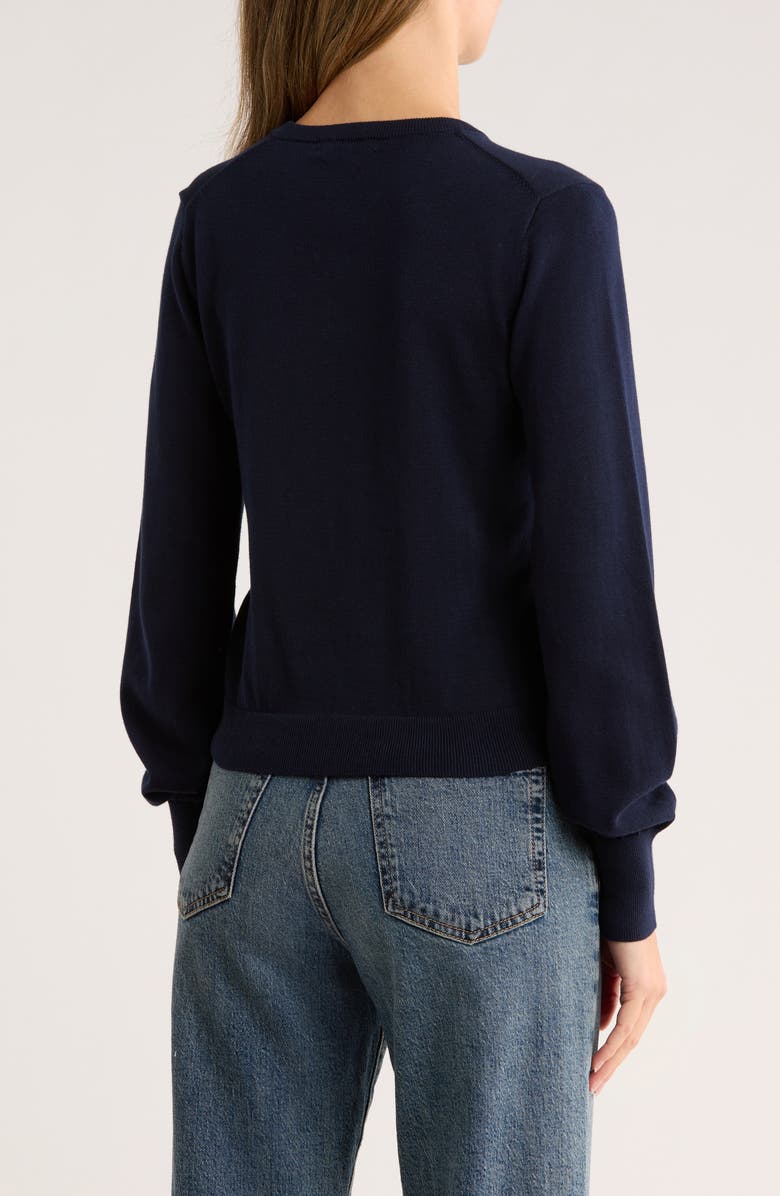 Madewell Cotton Crewneck Cardigan, Alternate, color, Midnight Navy