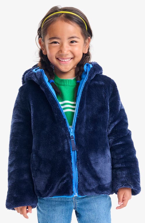 Primary Kids Reversible Fleece Puffer Jacket In Blue