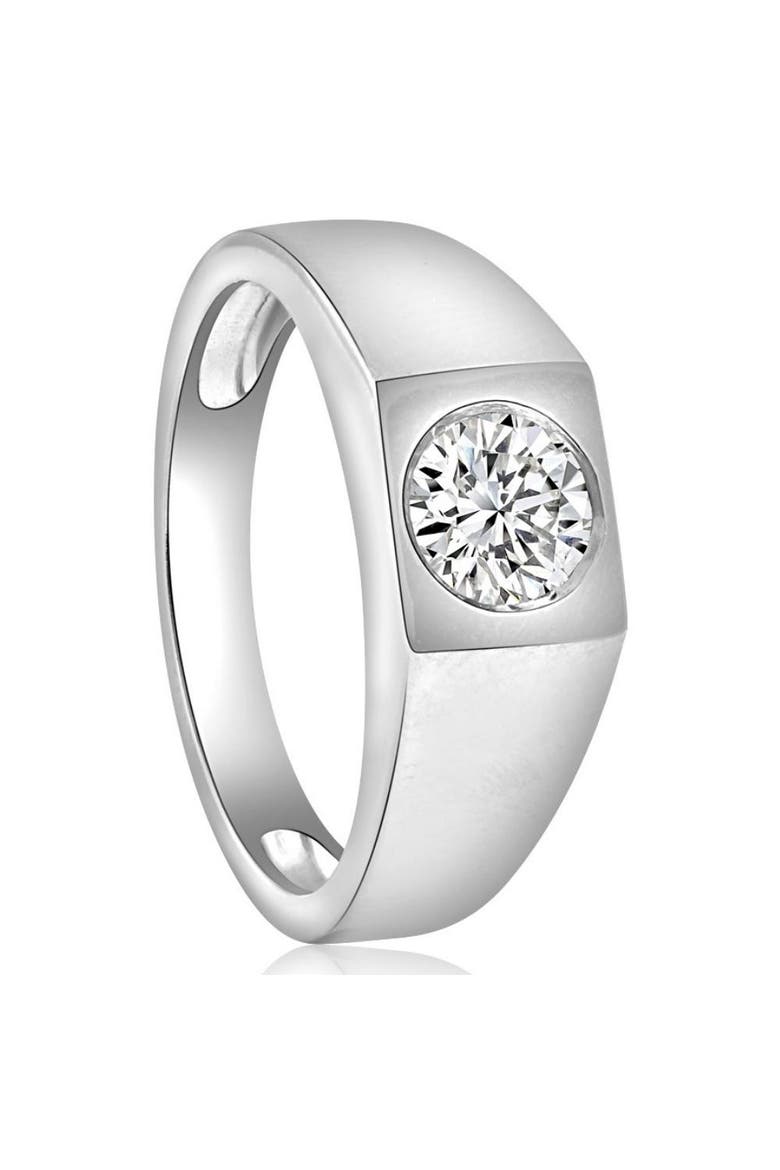 1 Ct Solitaire Lab Grown Men's Diamond Wedding Ring in 10k Gold, Alternate, color, 10k White Gold