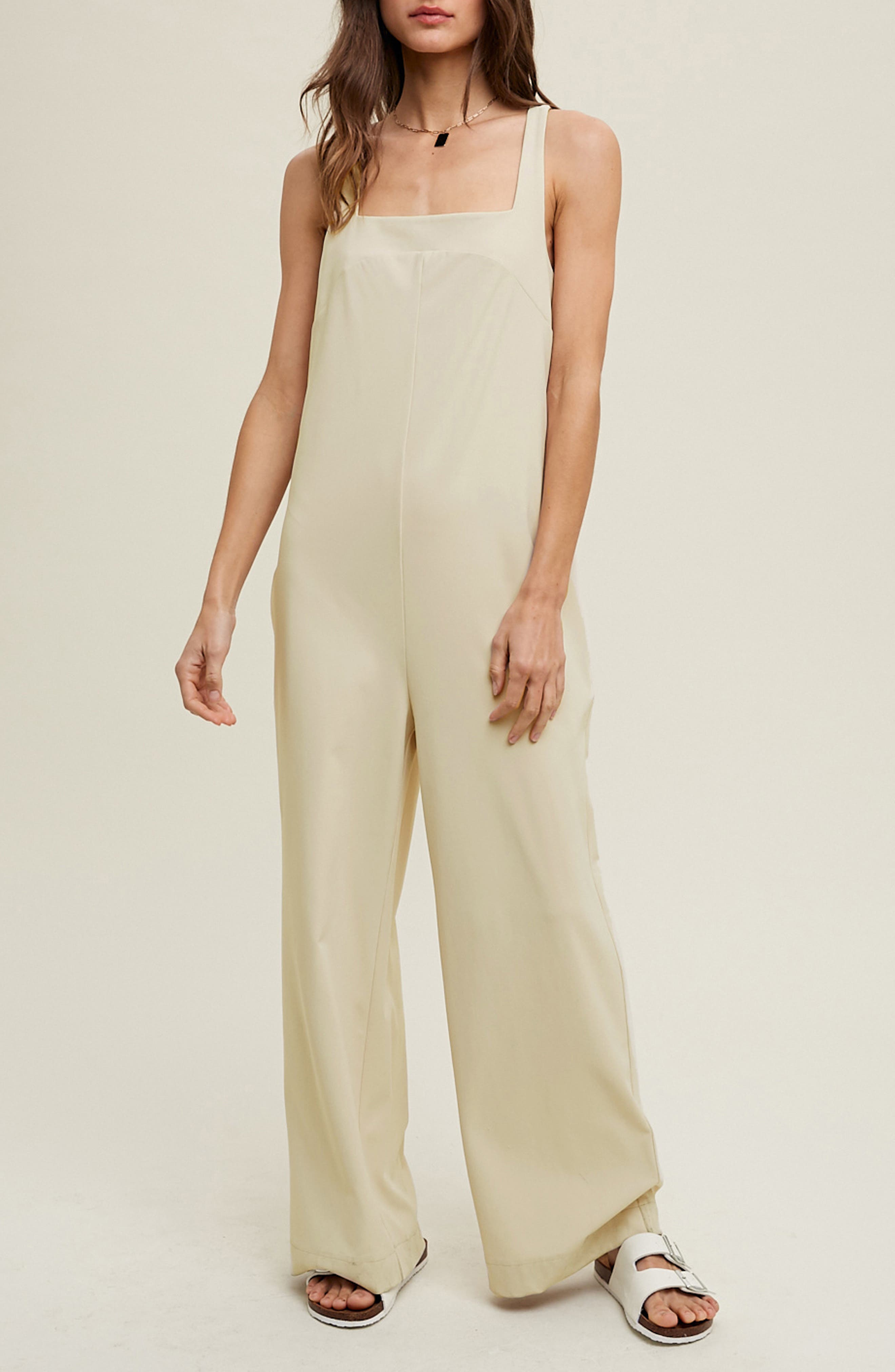 WISHLIST Square Neck Sleeveless Scuba Jumpsuit