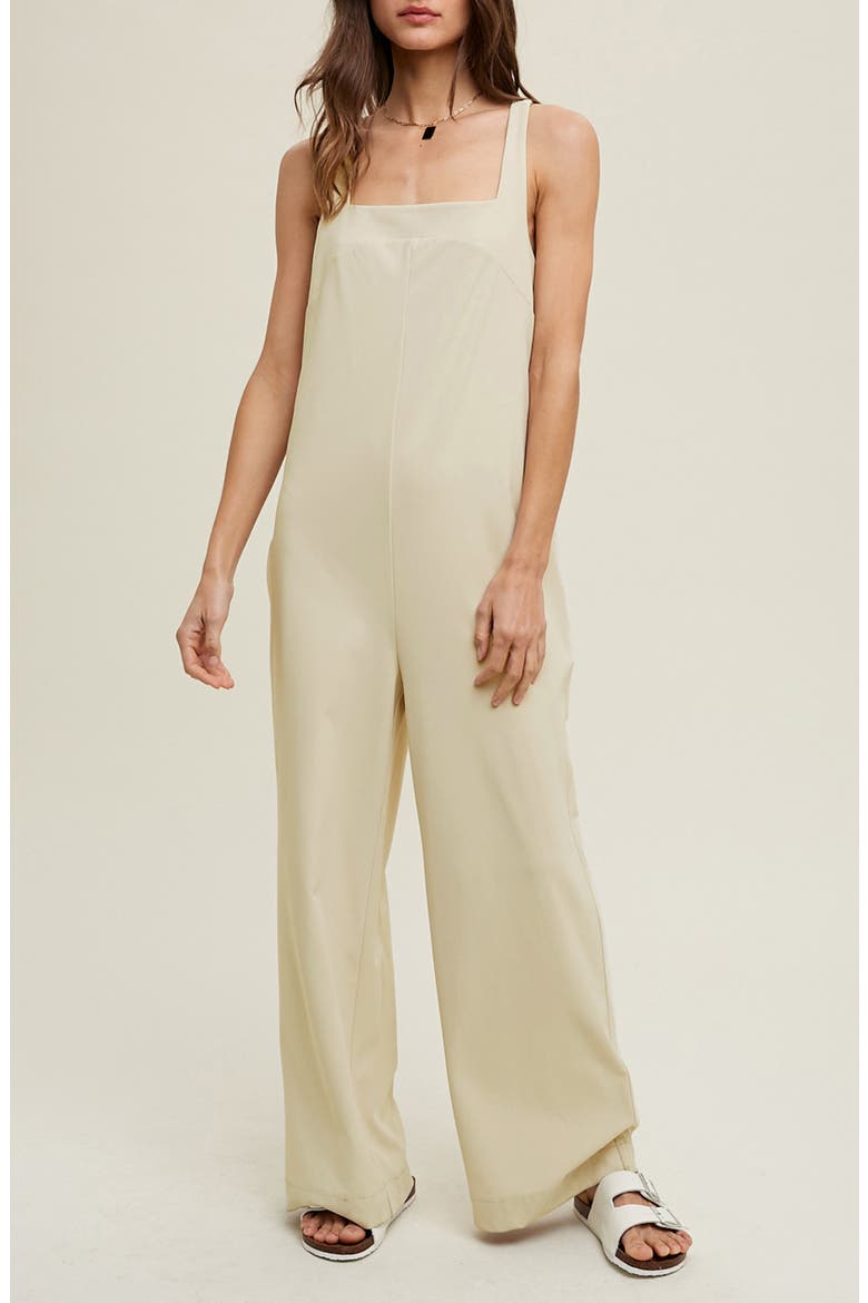 Square Neck Sleeveless Scuba Jumpsuit, Main, color, OAT MILK