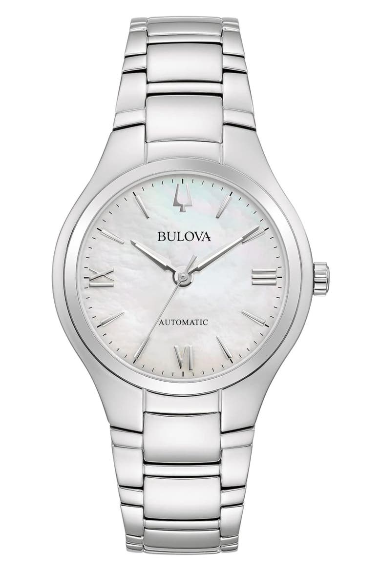 Classic Mother-of-Pearl Dial Automatic Bracelet Watch, 34mm, Main, color, SILVER