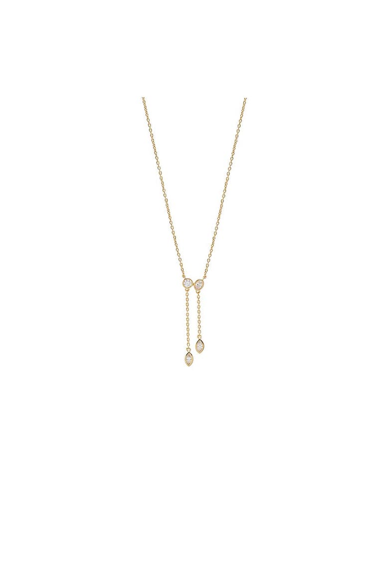 Lab Grown Diamond Round/Oval Bezel Drop Chain Lariat, Main, color, Gold