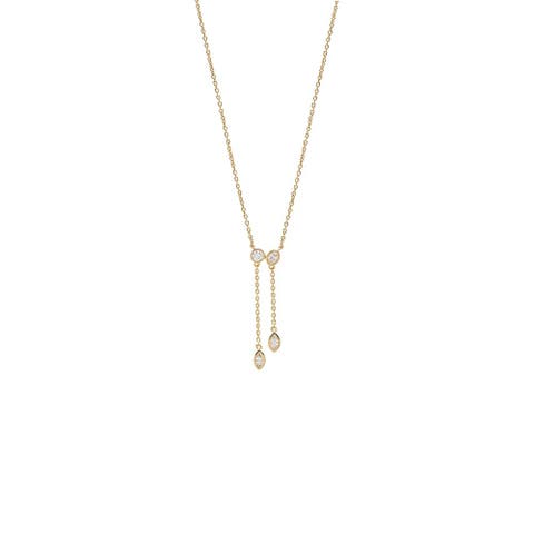 Lab Grown Diamond Round/Oval Bezel Drop Chain Lariat