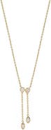 BY ADINA EDEN Lab Grown Diamond Round/Oval Bezel Drop Chain Lariat