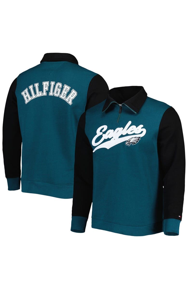 Tommy Hilfiger Men's Tommy Hilfiger Midnight Green/Black Philadelphia Eagles Aiden Quarter-Zip Sweatshirt, Alternate, color, 