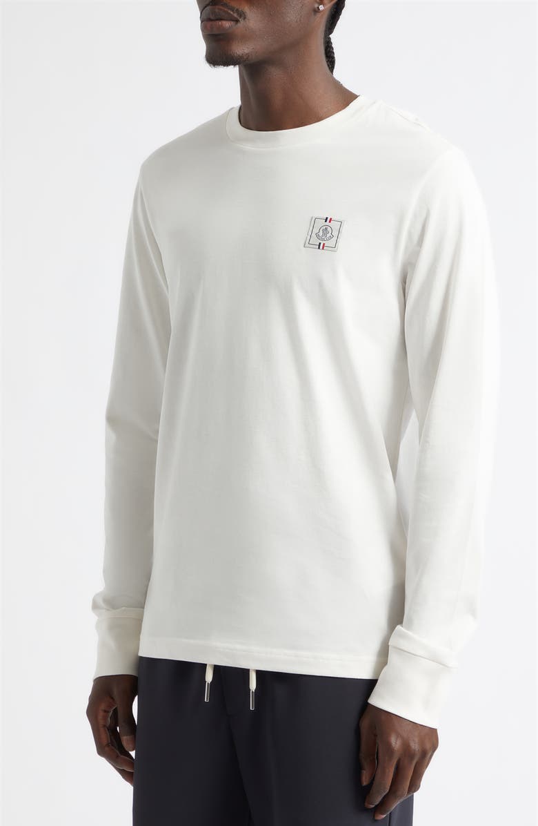 Moncler Long Sleeve Cotton T-Shirt, Alternate, color, Silk White