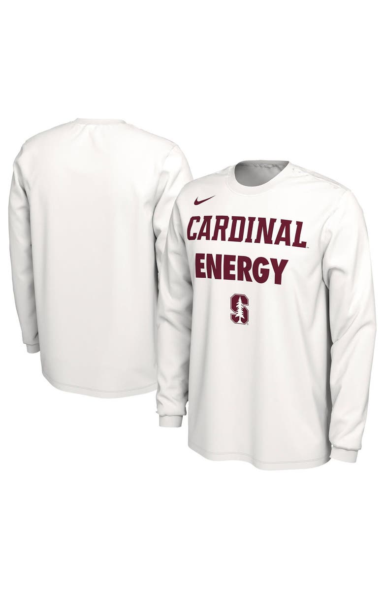 Nike Unisex Nike  White Stanford Cardinal 2024 On-Court Bench Energy Long Sleeve T-Shirt, Alternate, color, 