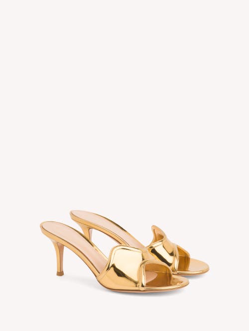 Gianvito Rossi Lucrezia 70 Mirrored-leather Mules In Gold
