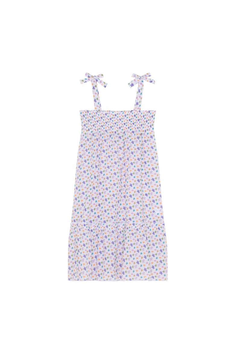 Girls Organic Cotton voile Dress Micro Ronde des Tortues, Main, color, White