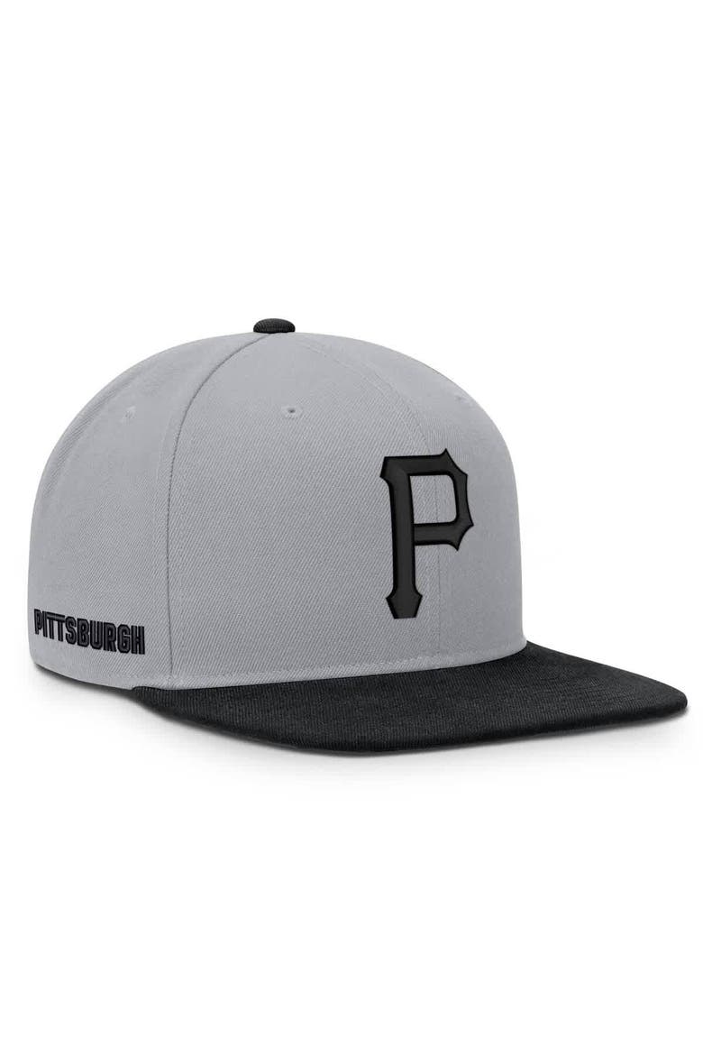 Men's Nike Gray/Black Pittsburgh Pirates Primetime Pro Dri-FIT Snapback Hat, Main, color, Gray