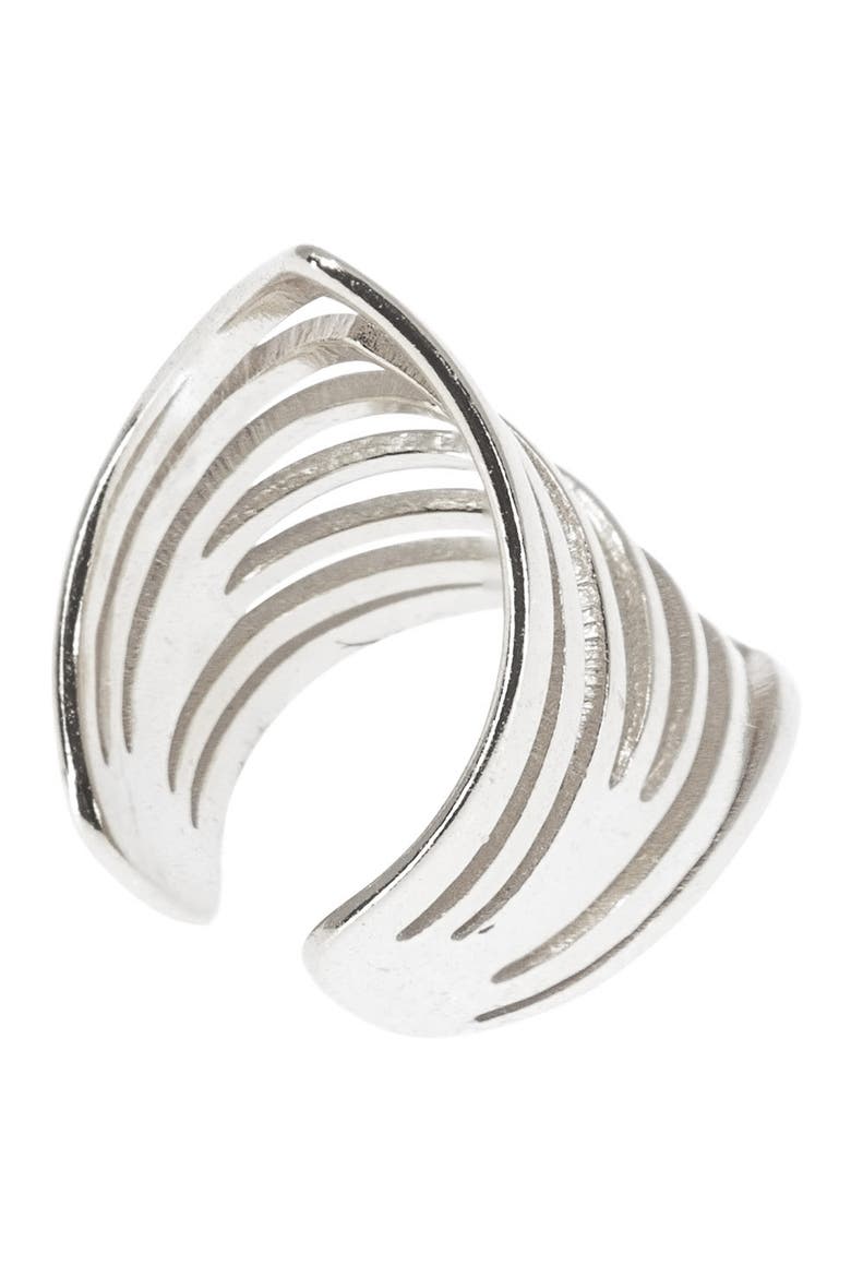 Hexagon Ear Cuff, Alternate, color, SILVER