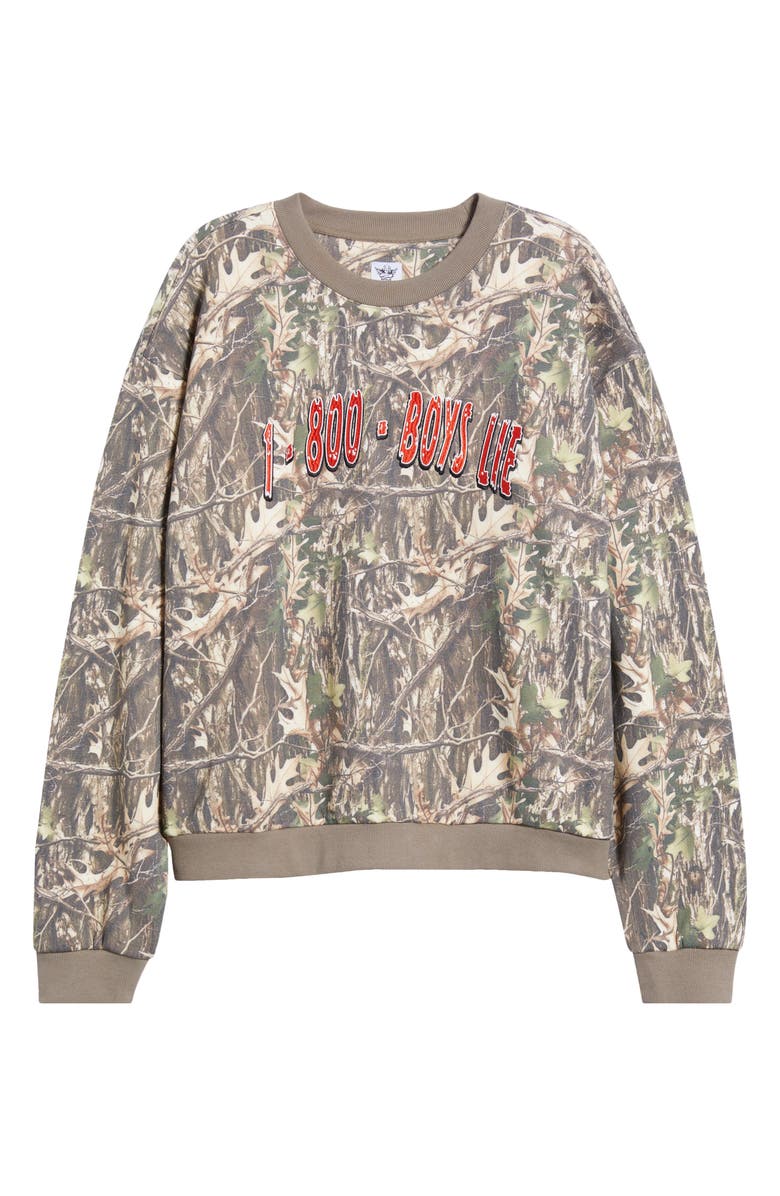 BOYS LIE Kara 1-800-Manhunt Camo Cotton Blend Sweatshirt, Alternate, color, Multi