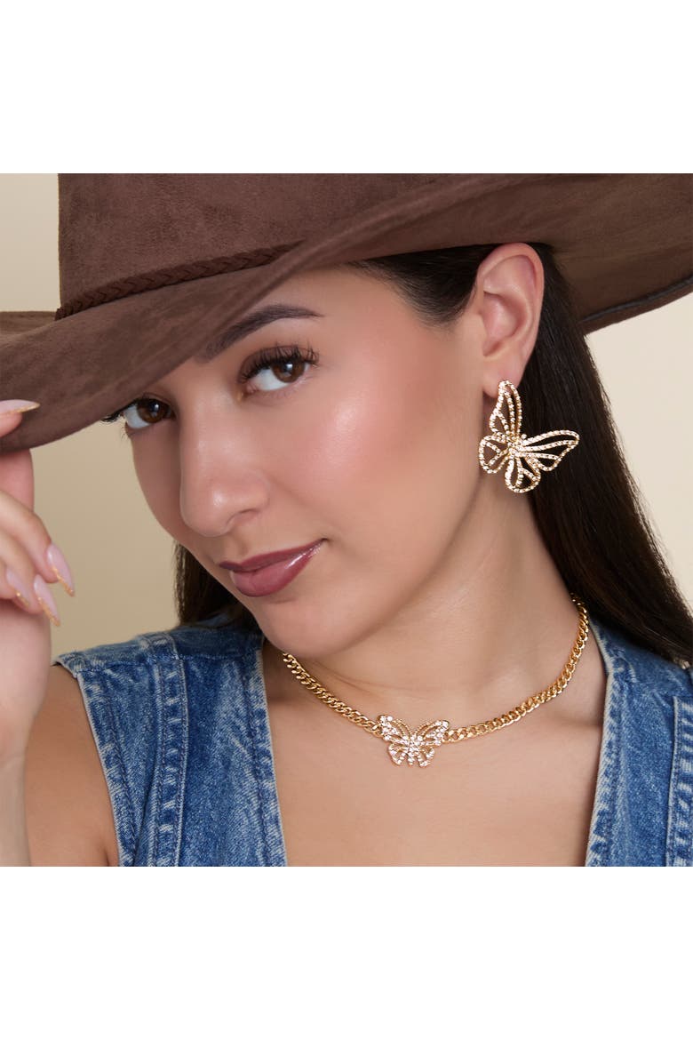 Butterfly Pendant Chain Necklace, Alternate, color, Gold