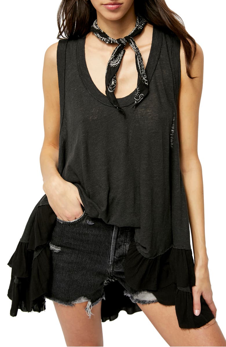 Free People Sasha Shimmy Ruffle Hem Tank, Main, color, 
