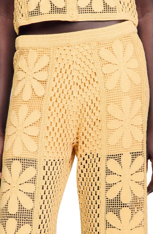 Sandro Crochet Straight-leg Trousers In Yellow
