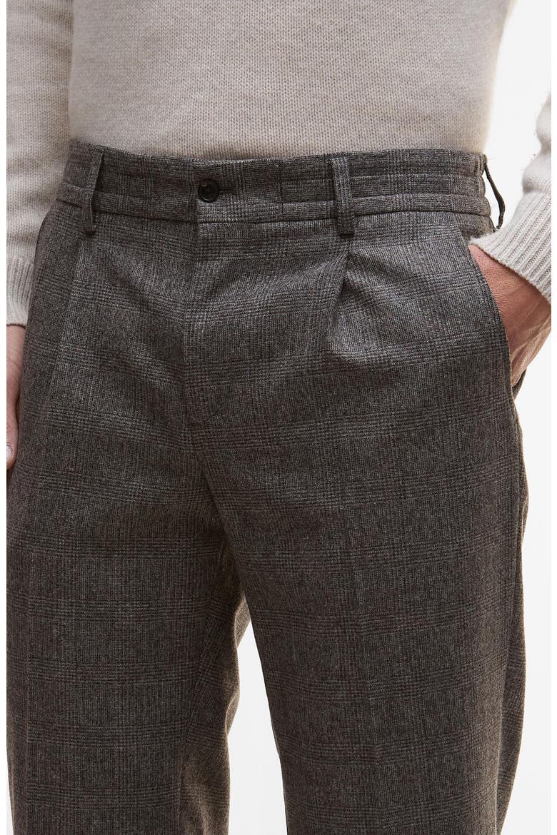 Kensington Pleated Glen Check Wool Blend Flannel Suit Pants, Alternate, color, BROWN
