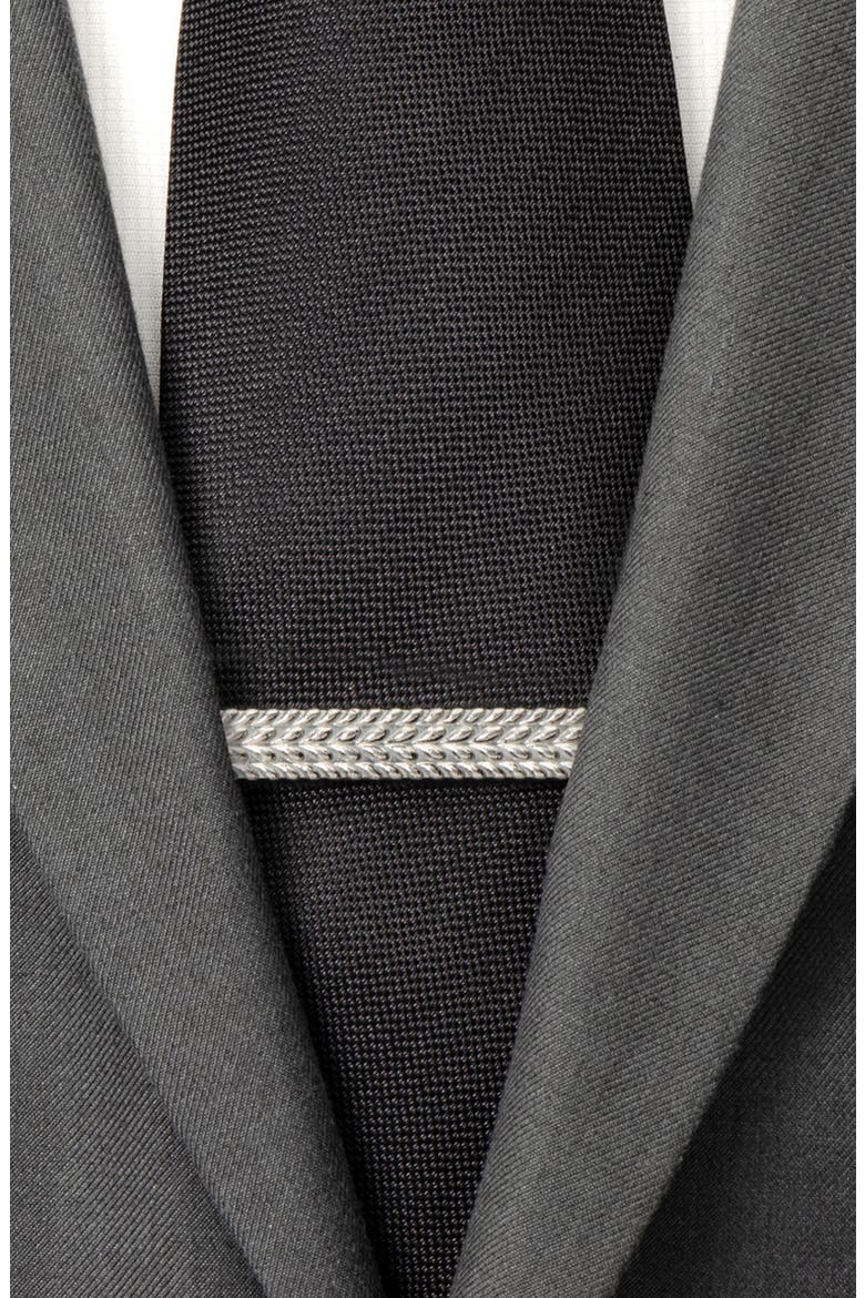 Antique Herringbone Stainless Steel Tie Bar, Alternate, color, SILVER