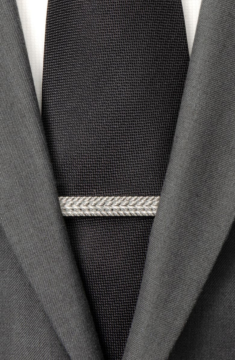 Cufflinks, Inc. Antique Herringbone Stainless Steel Tie Bar, Alternate, color, Silver