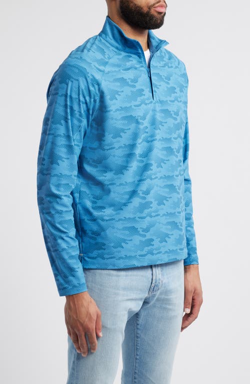 Johnnie-o Talbert Waffle Camo Print Quarter Zip Pullover In Barrels Blue