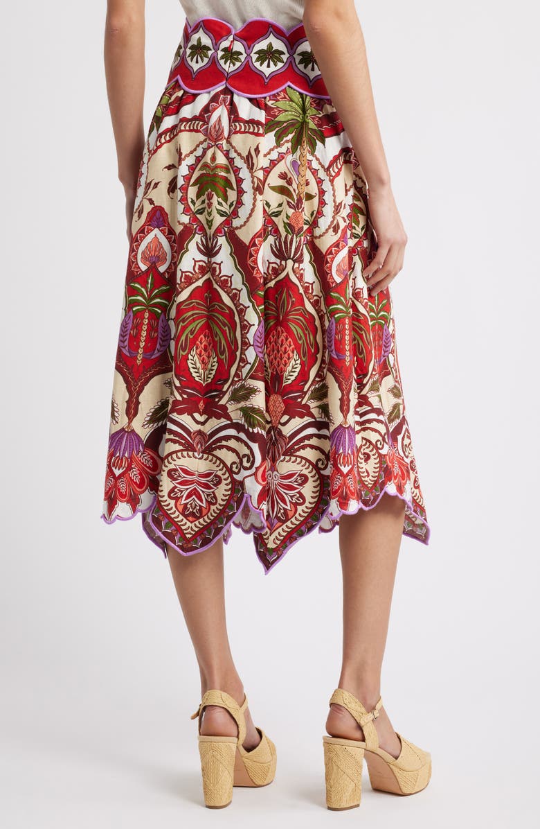 FARM Rio Odara Scallop Midi Skirt, Alternate, color, Red