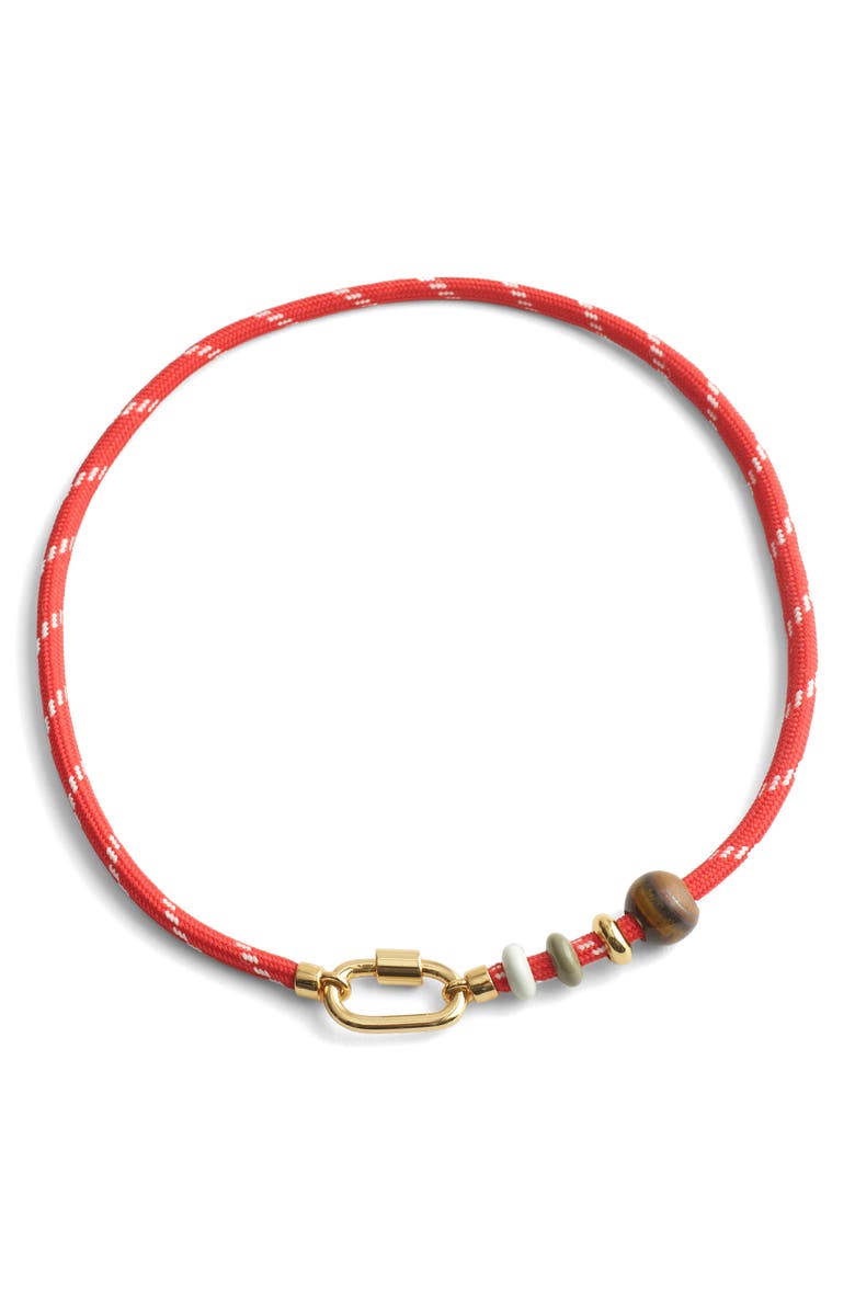 Madewell Semiprecious Carabiner Paracord Necklace, Main, color, Cerise