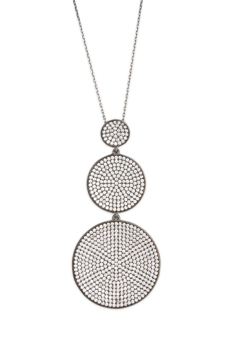 CZ Graduating Pendant Necklace, Main, color, BLACK