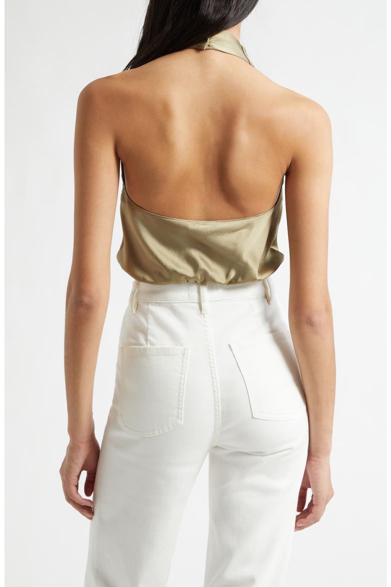 Libbie Crop Stretch Silk Halter Top, Alternate, color, SAFARI