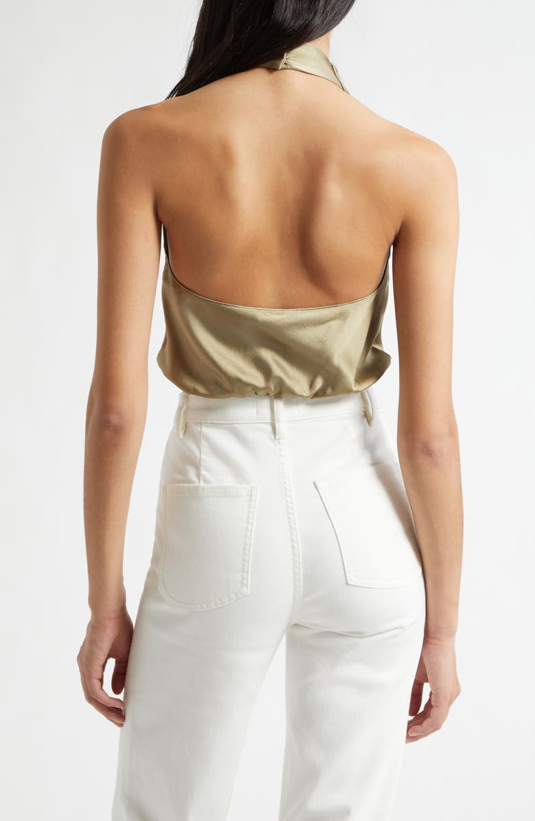 Ramy Brook Libbie Crop Stretch Silk Halter Top, Alternate, color, Safari